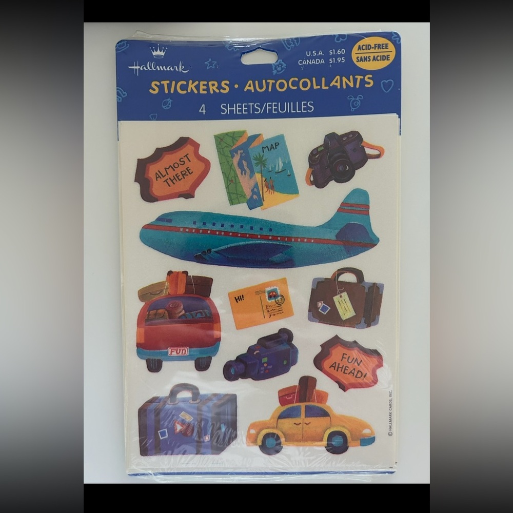 Vintage Hallmark Travel Stickers – 1990s – 4 Sheets – NEW/Sealed